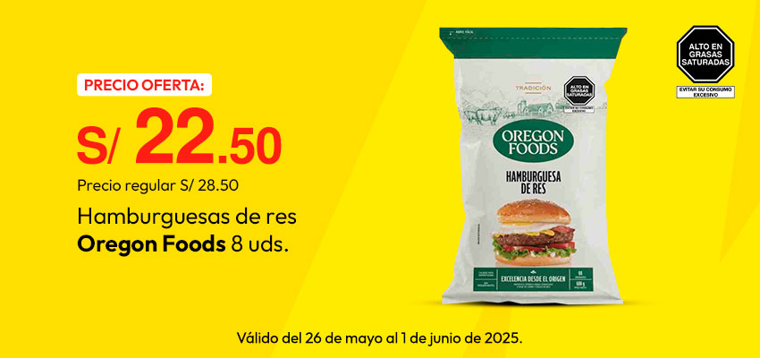 Hamburguesas de Res Oregon Foods 8un