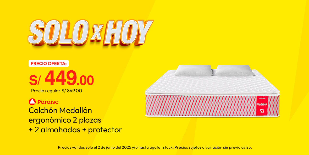 Colchón Paraíso Medallón Ergonómico 2 Plazas + 2 Almohadas + Protector