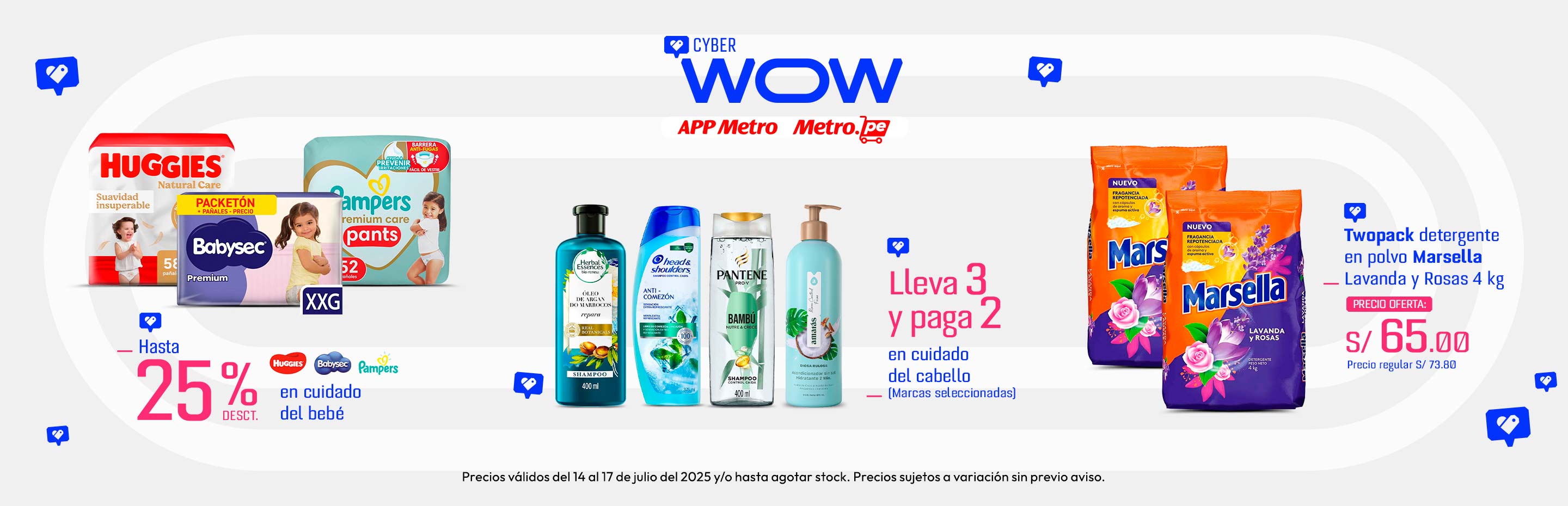 Hasta 25% desct en cuidado del bebe Huggies, Pampers y Babysec 