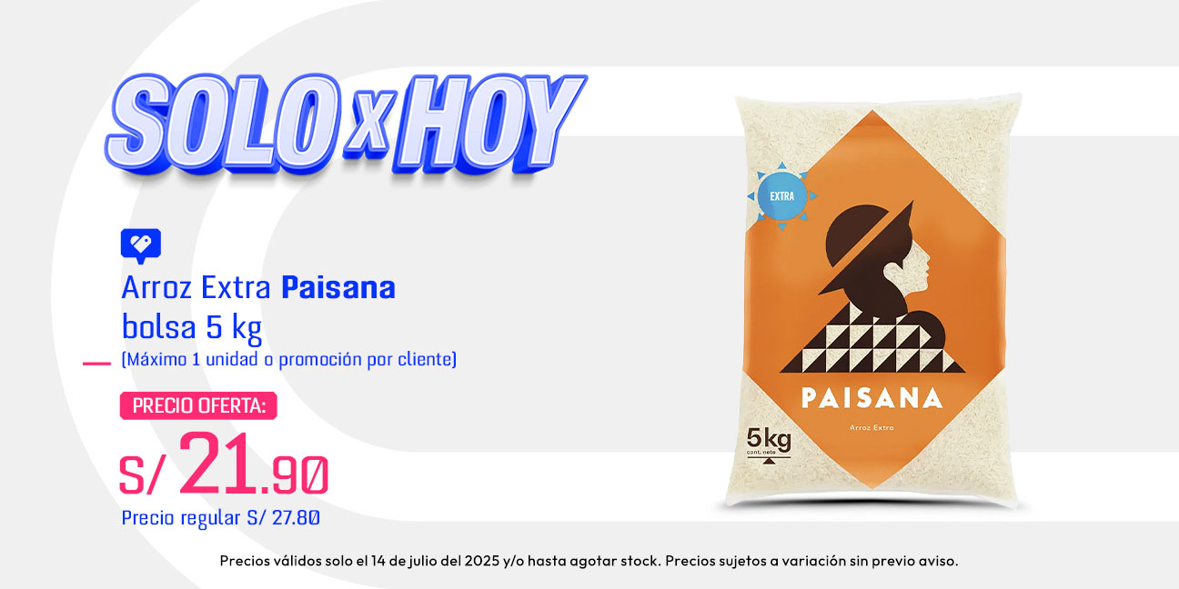Arroz Extra Paisana Bolsa 5 kg (Máximo 1 promoción o 1 unidad por cliente)