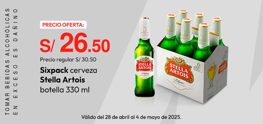 Sixpack Cerveza Stella Artois Botella 330ml