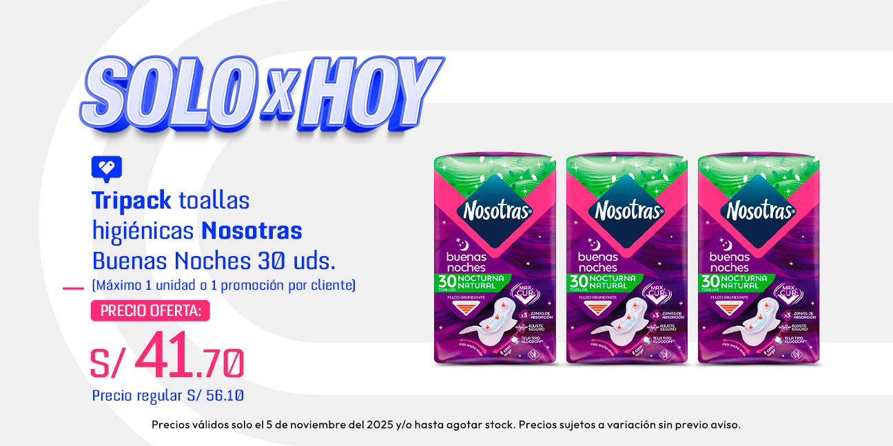 Tripack Toallas Higiénicas Nosotras Buenas Noches 30un (Máximo 1 promocion por cliente)