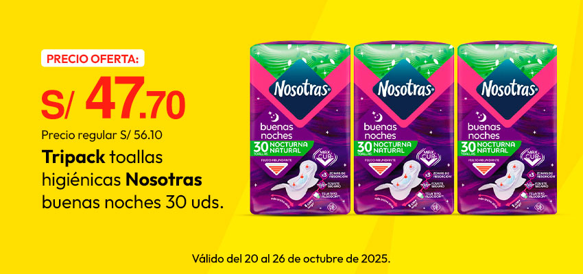 Tripack Toallas Higiénicas Nosotras Buenas Noches 30un