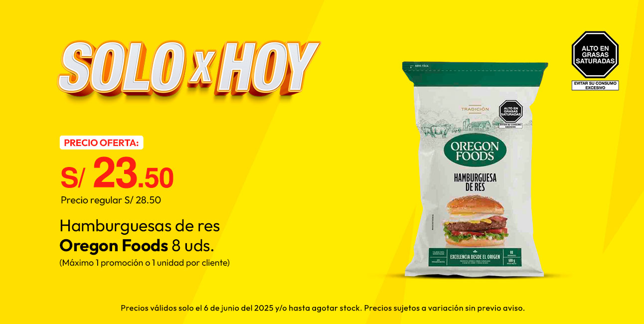 Hamburguesas de Res Oregon Foods 8un (Máximo 1 promoción o 1 unidad por cliente)
