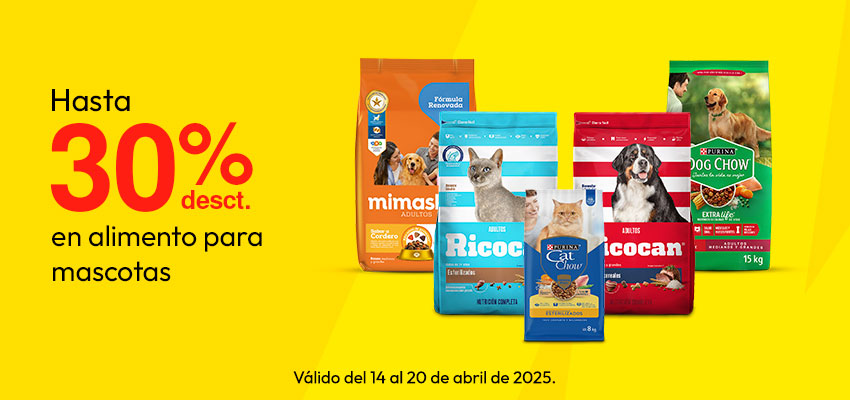 Hasta 30% de desct. en Alimento para Mascotas