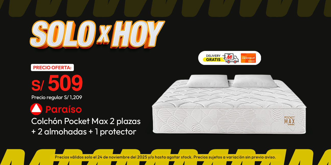 Colchón Pocket Max 2 Plazas + 2 Almohadas + Protector