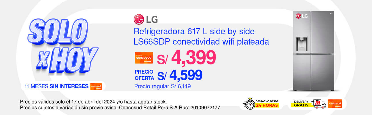 Refrigeradora Side by Side LG LS66SDP 617L Conectividad WiFi Plateada