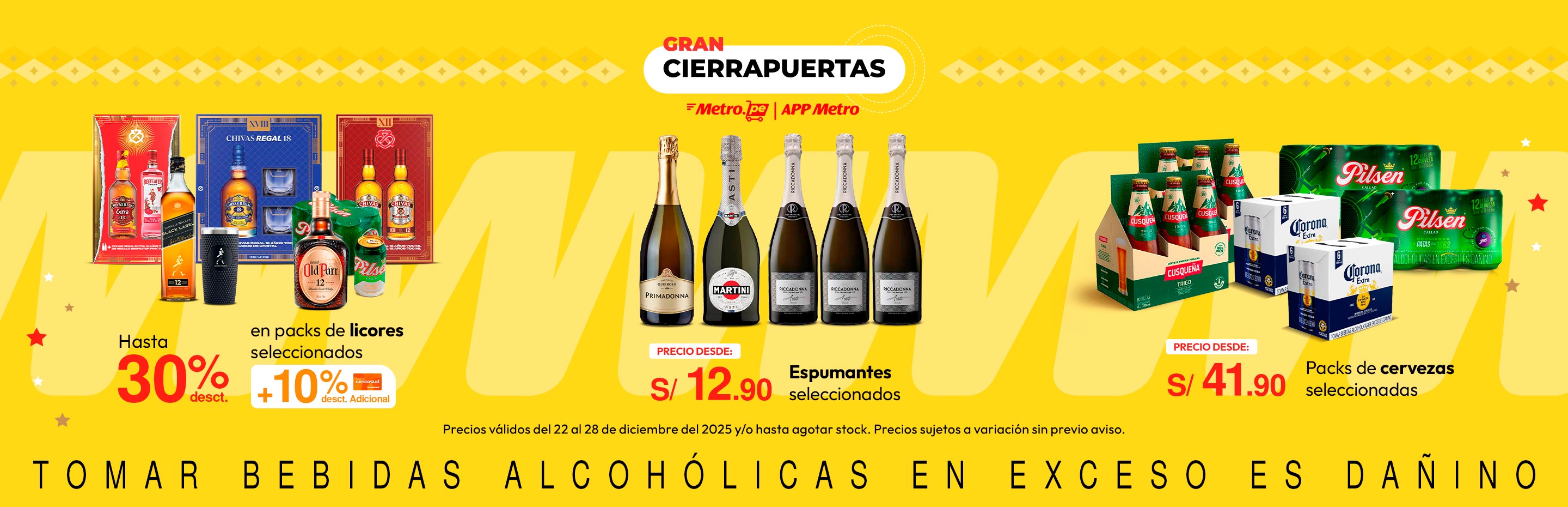 Hasta 30% desct. en packs de licores seleccionados