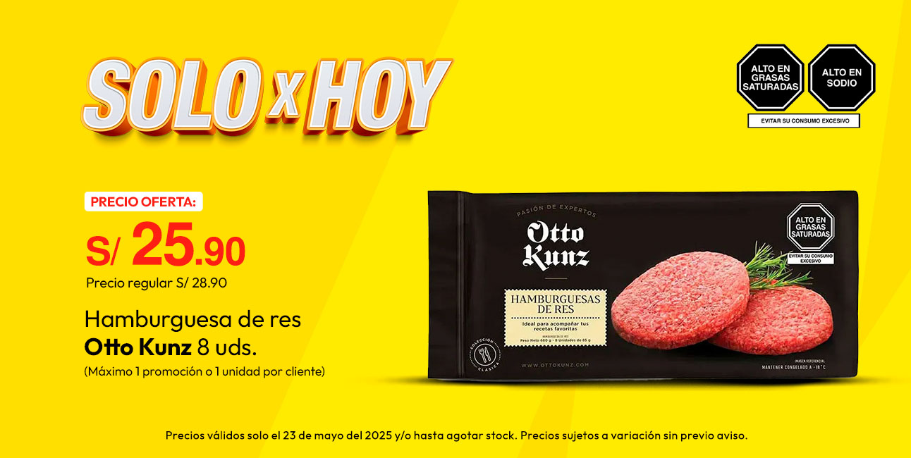 Hamburguesa de Res Otto Kunz 8un (Máximo 1 promoción o 1 unidad por cliente)