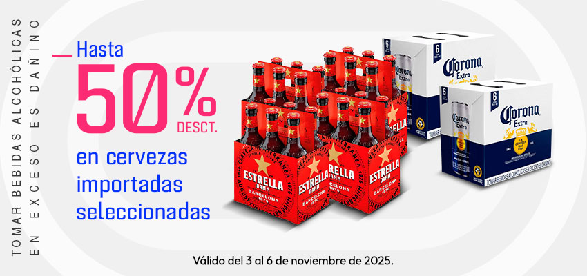 Hasta 50% desct. en cervezas importadas seleccionadas