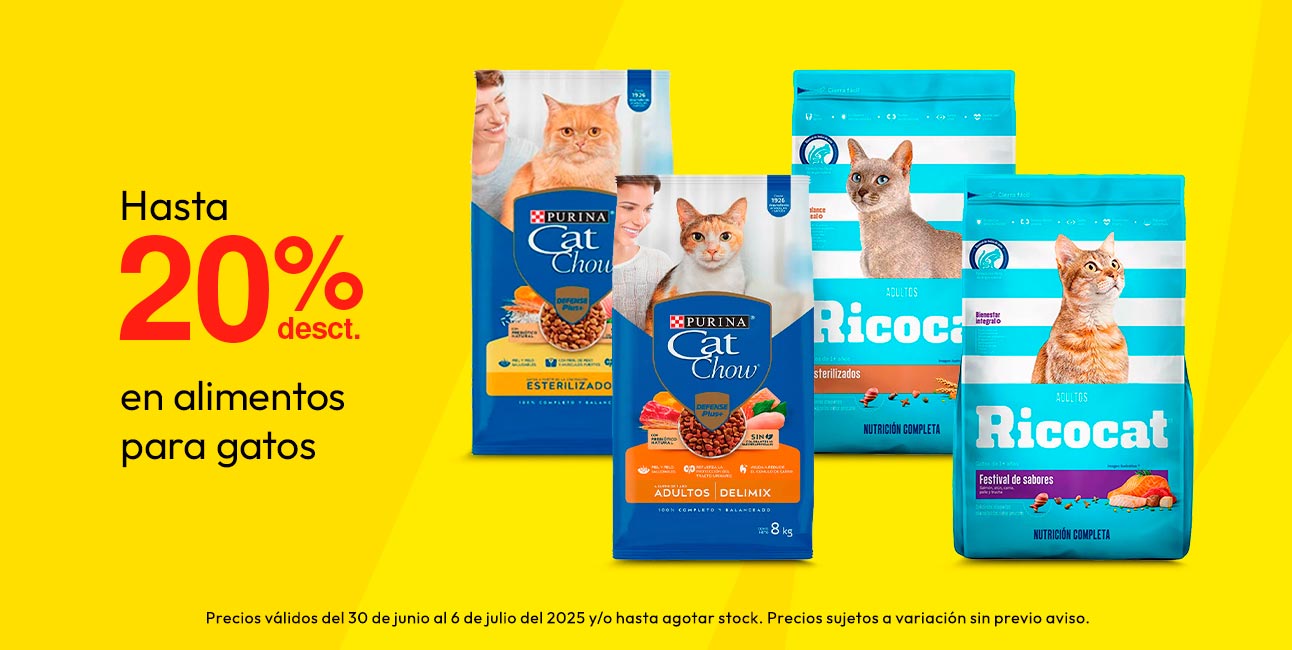 Hasta 20% de desct en Alimento para Gatos