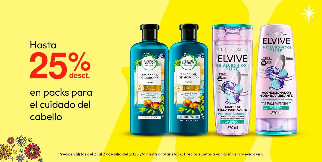 Hasta 25% desct en packs de cuidado del cabello