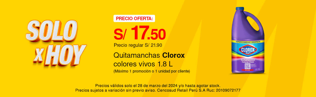 Quitamanchas Clorox Colores Vivos 1.8L (Máximo 1 promoción o 1 unidad por cliente)