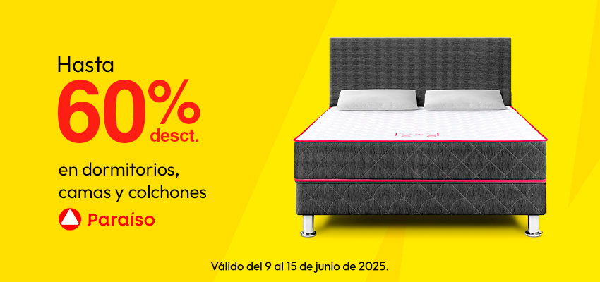 Hasta 60% de Desct. En Dormitorios, Camas y Colchones