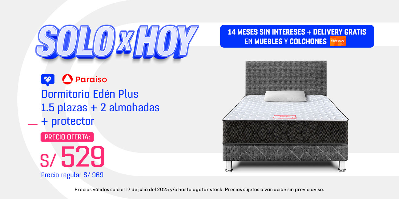 Dormitorio Edén Plus 1.5 Plazas + 2 Almohadas + Protector