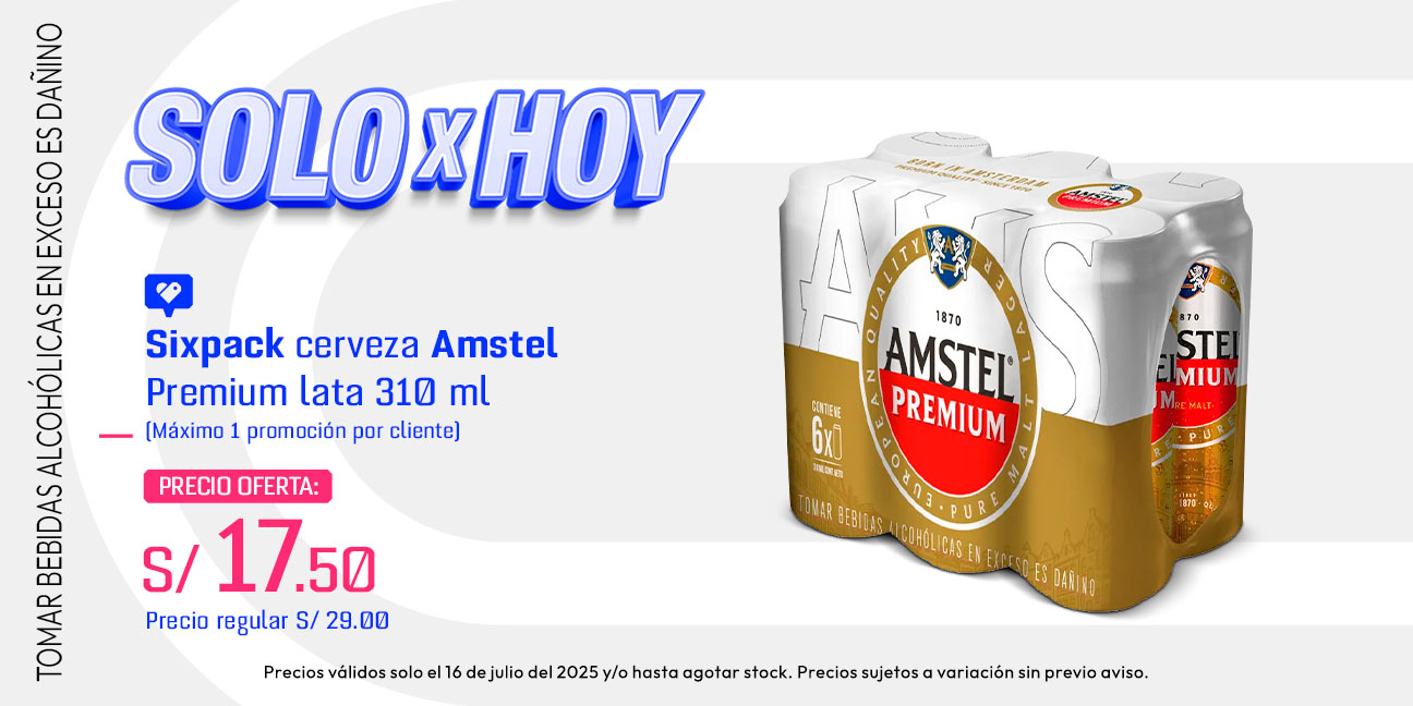 Sixpack Cerveza Amstel Premium Lata 310ml (Máximo 1 promocion por cliente)