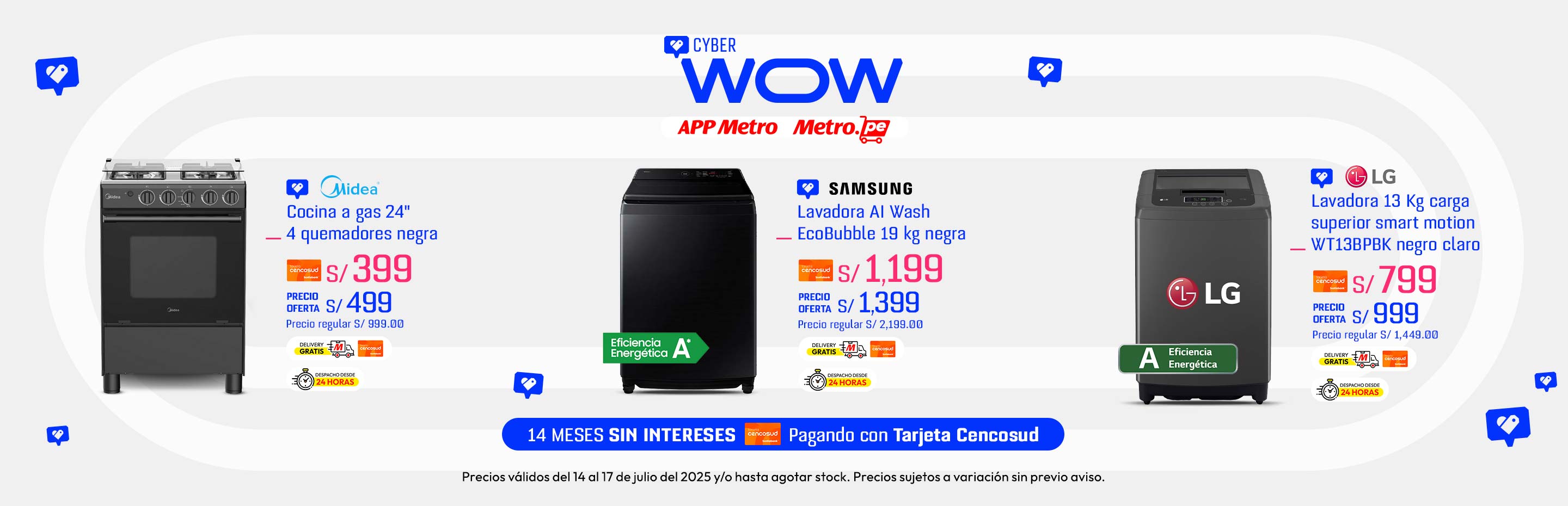 Cocina a Gas 24" Midea 4 Quemadores Negra