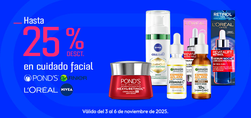 Hasta 25% desct en cuidado facial