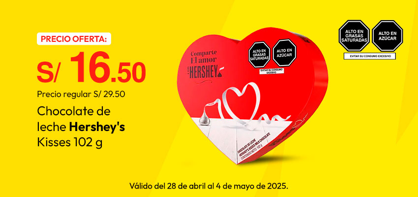 Chocolate de leche Hershey's Kisses 102g