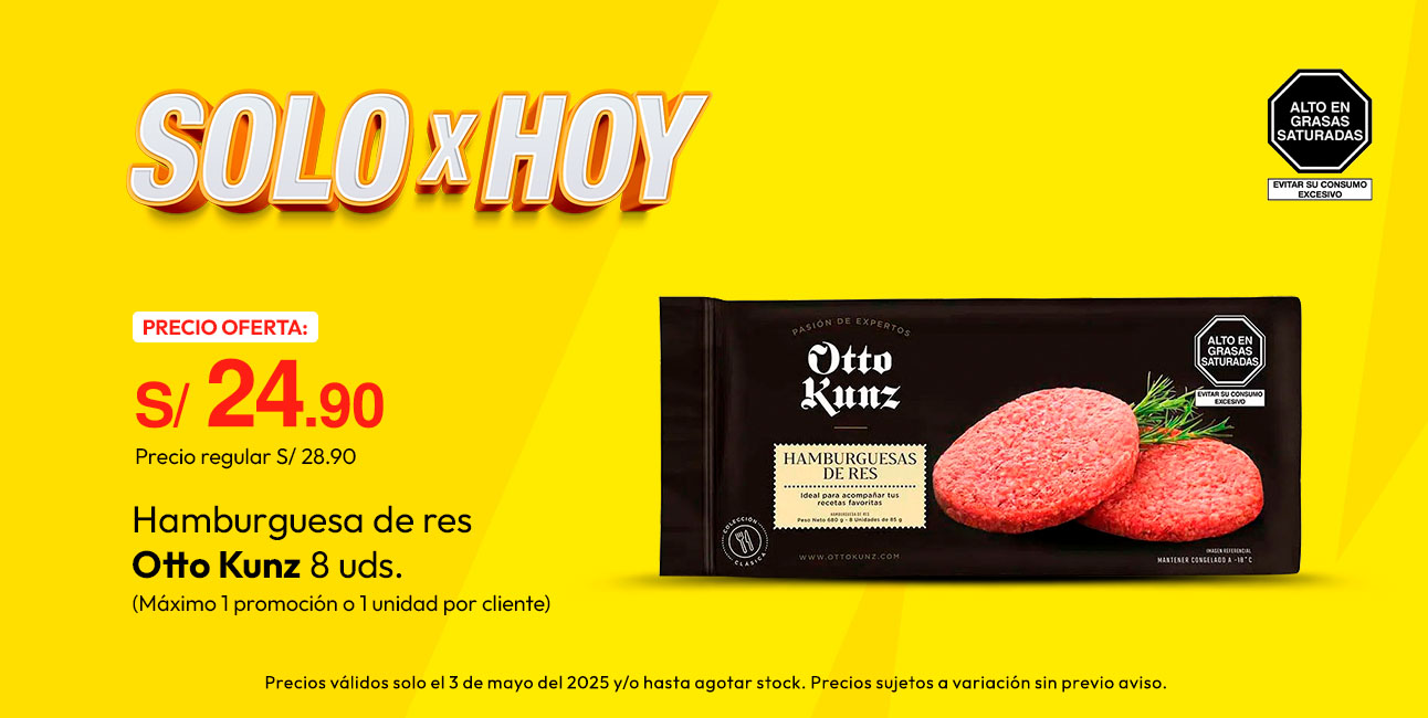 Hamburguesa de Res Otto Kunz 8un (Máximo 1 promoción o 1 unidad por cliente)