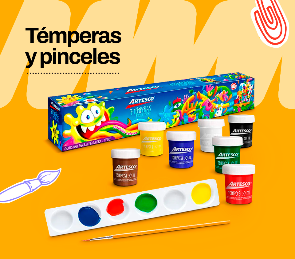 Temperas y pinceles