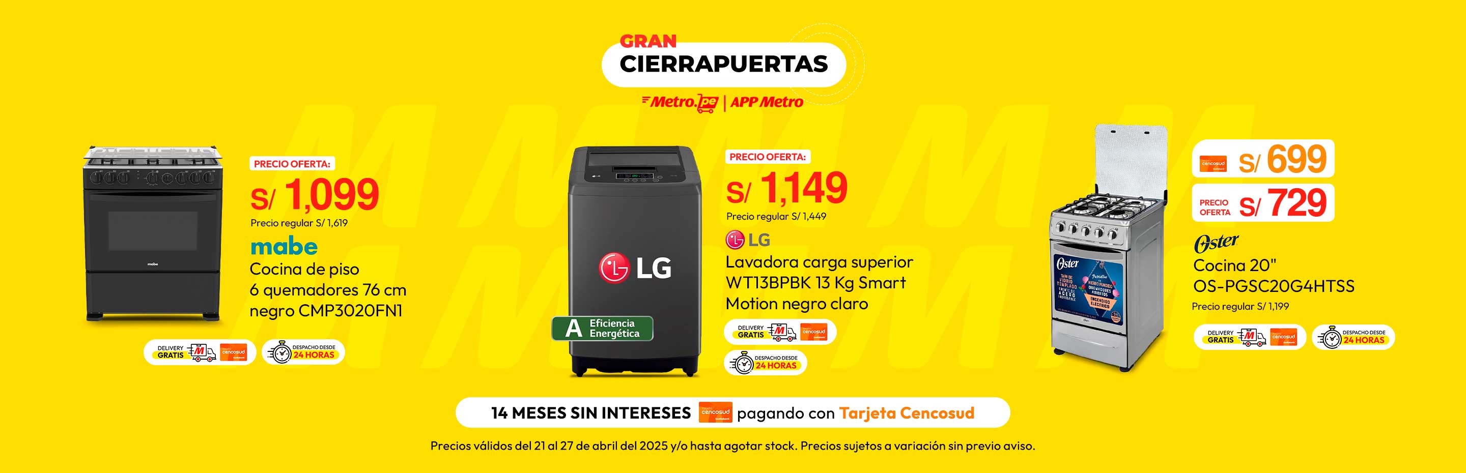 Cocina de Piso 6 Quemadores 76cm Negro Mabe CMP3020FN1