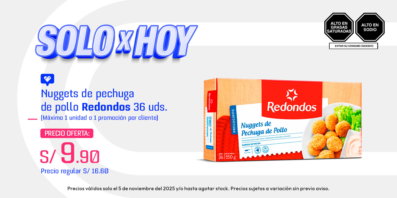 Nuggets de Pechuga de Pollo Redondos 36un (Máximo 1 unidad o 1 promoción por cliente)