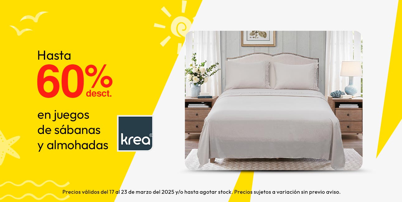 Hasta 60% de desct. en juegos de sábanas y almohadas