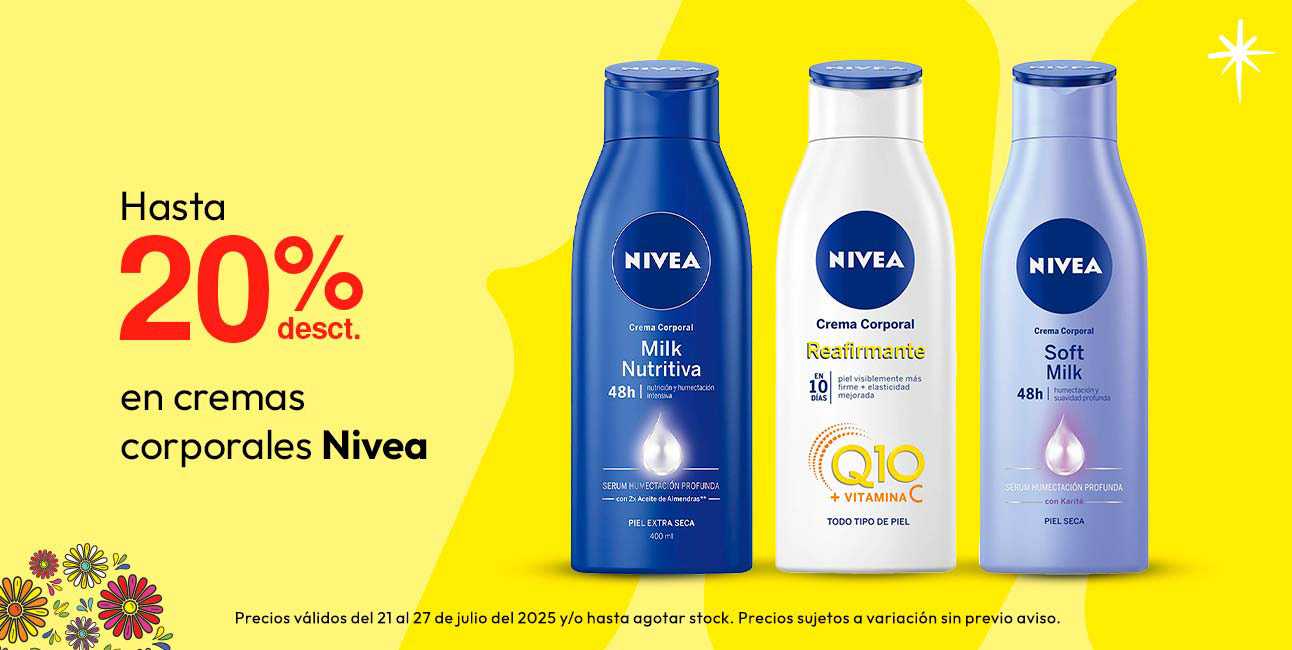 Hasta 20% desct en cremas corporales Nivea