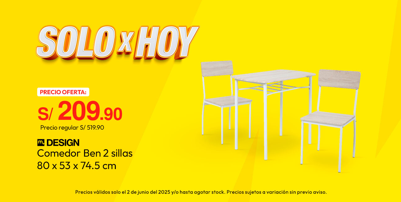 Comedor M+Design Ben 80x53x74.5cm 2 Sillas