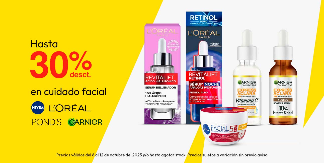 Hasta 30% desct en cuidado facial