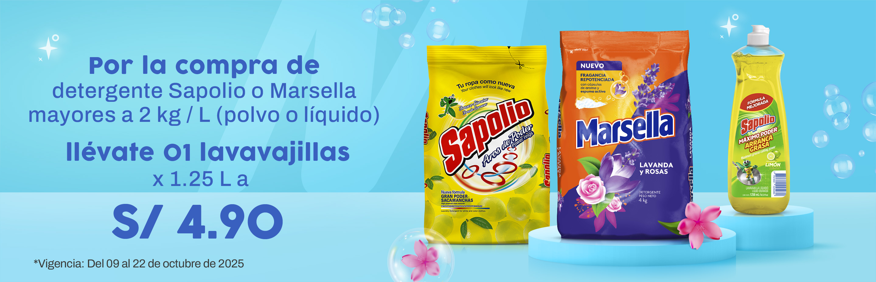Por la compra de detergente Opal o Bolivar desde 1.9L  o 2.4kg  llévate un suavizante Bolivar  x 2.8 ml a 9.90 