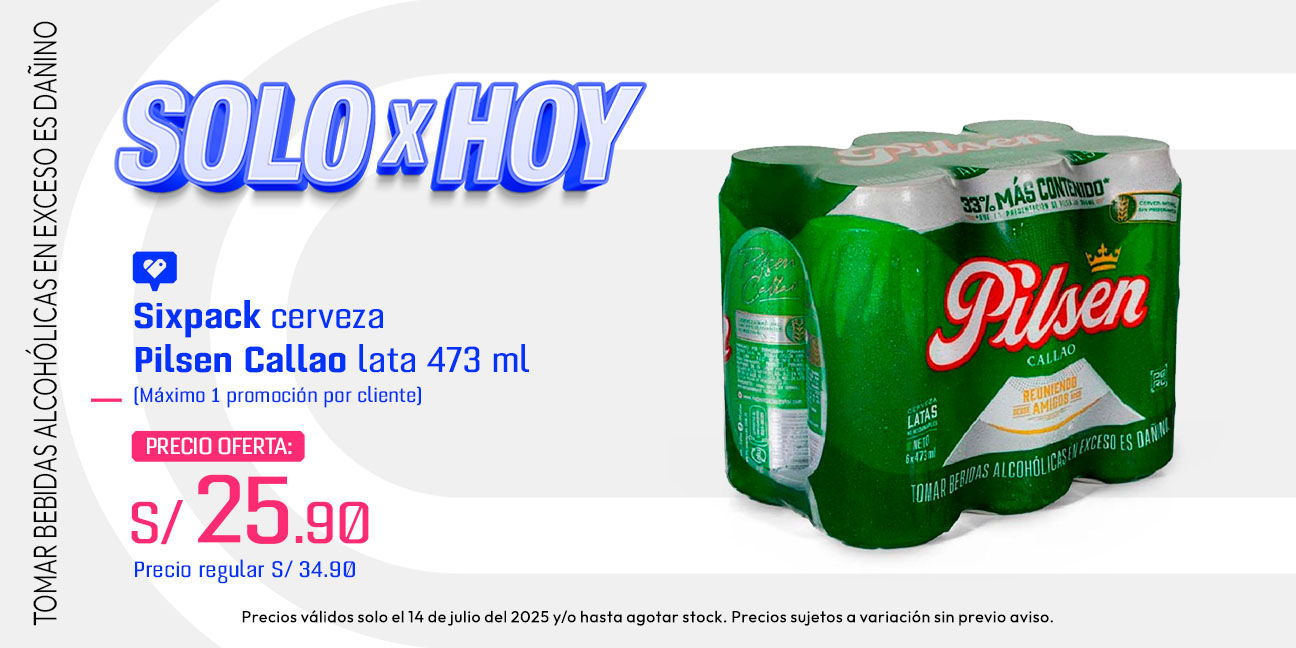 Sixpack Cerveza Pilsen Callao Lata 473ml (Máximo 1 promocion por cliente)