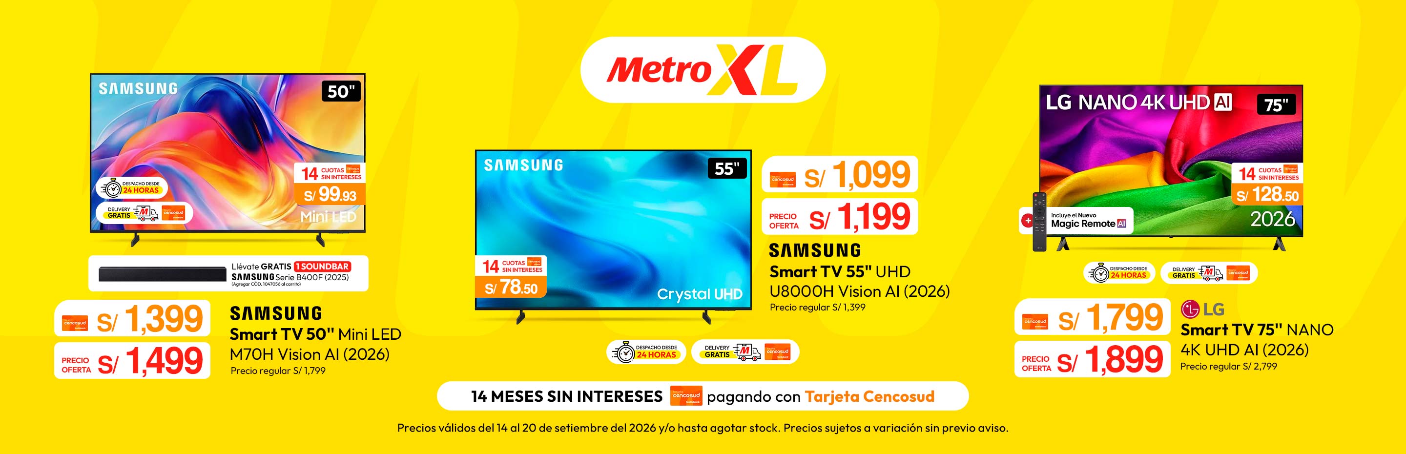 Por la compra de Televisor Samsung 50'' Mini LED M70H Vision AI Smart TV (2026) llévate GRATIS 1 Soundbar Samsung Serie B400F (2025) (AGREGAR SKU: 1047056 AL CARRITO)