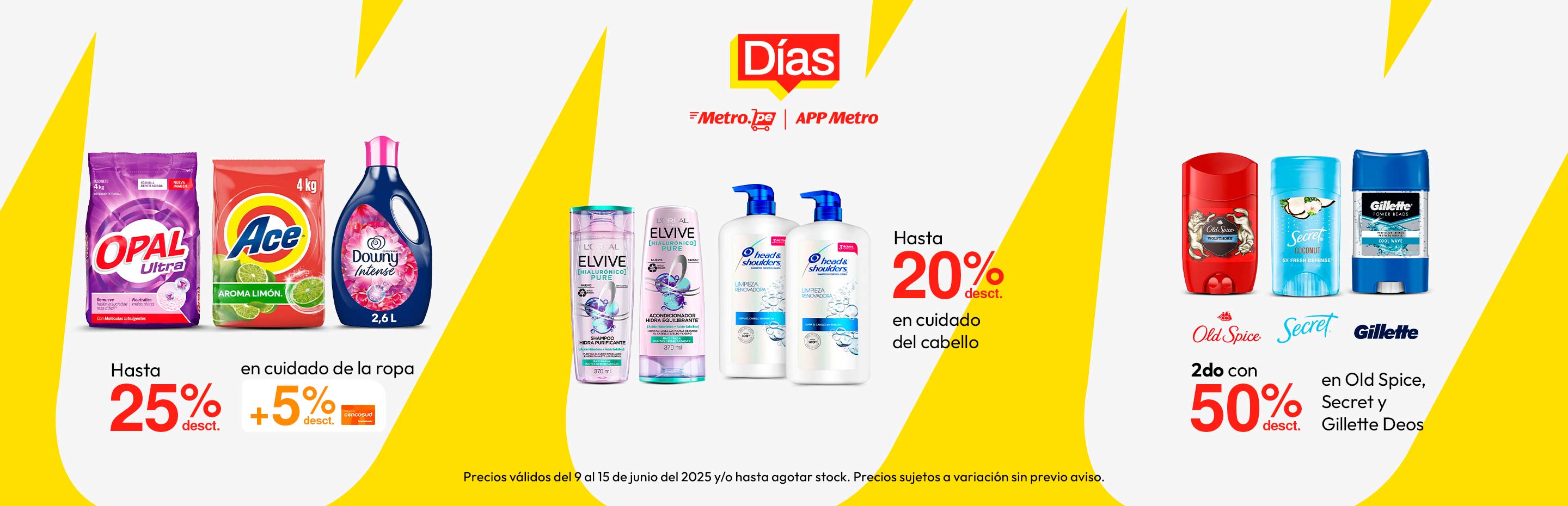 Hasta 25% desct en cuidado de la ropa + 5% desct con tarjeta cencosud