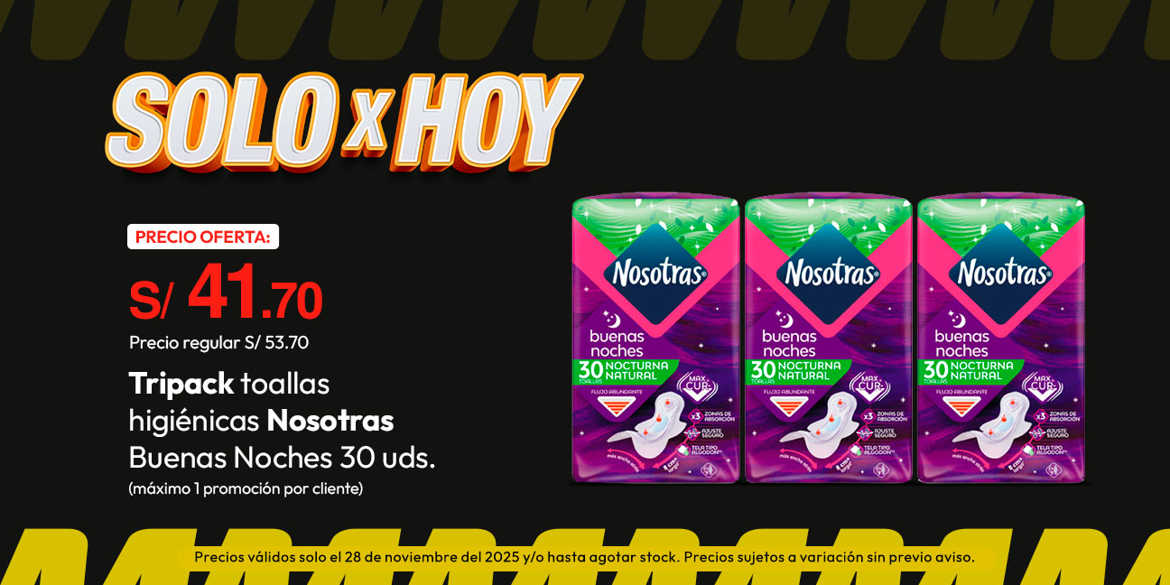 Tripack Toallas Higiénicas Nosotras Buenas Noches 30un (Máximo 1 promocion por cliente)