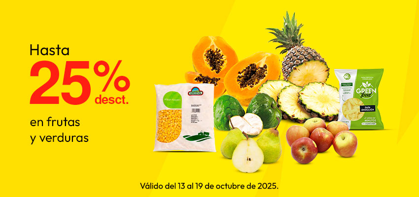 Hasta 25% dcto en Frutas y Verduras