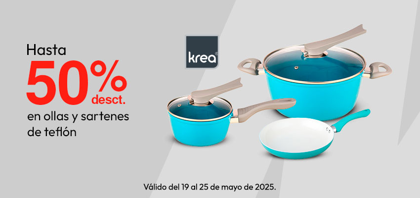 Hasta 50% de Desct. En Ollas y Sartenes de Teflón