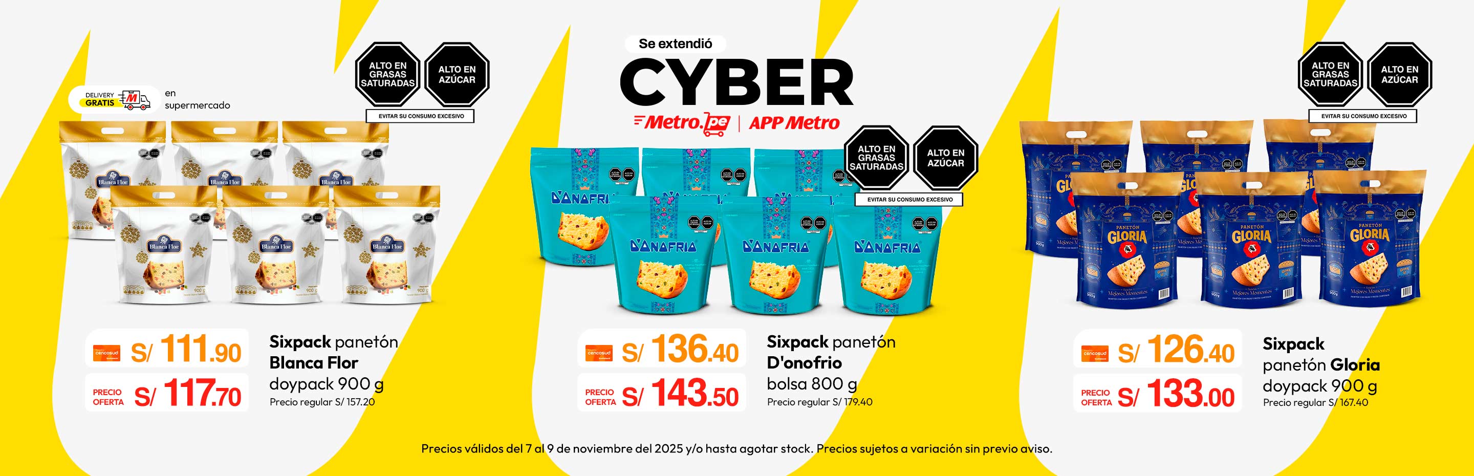 Sixpack Panetón Blanca Flor Doypack 900g + Delivery Gratis en Supermercado