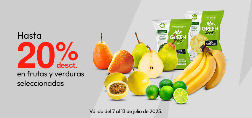 Hasta 20% de desct. En frutas y verduras seleccionadas.