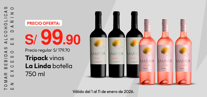 Tripack vinos la linda botella 750 ml