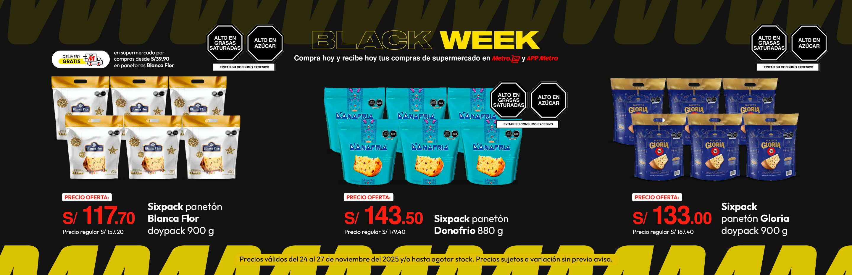 Sixpack Panetón Blanca Flor Doypack 900g  +  Delivery gratis en  supermercado por compras desde 39,90 en panetones Blanca Flor