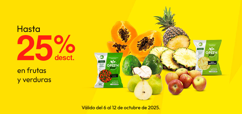 Hasta 25% dcto en Frutas y Verduras