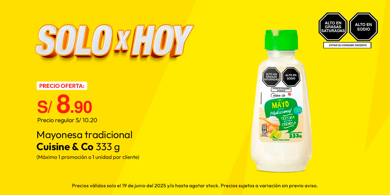 Mayonesa Tradicional Cuisine & Co 333g (Máximo 1 unidad o 1 promoción por cliente)