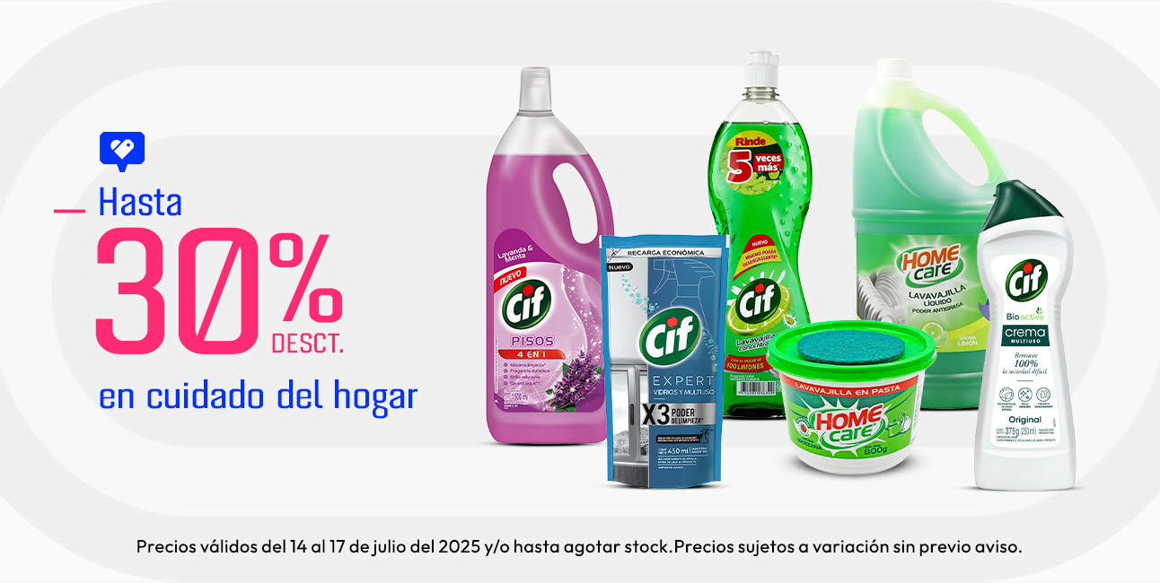 Hasta 30% desct en cuidado del hogar