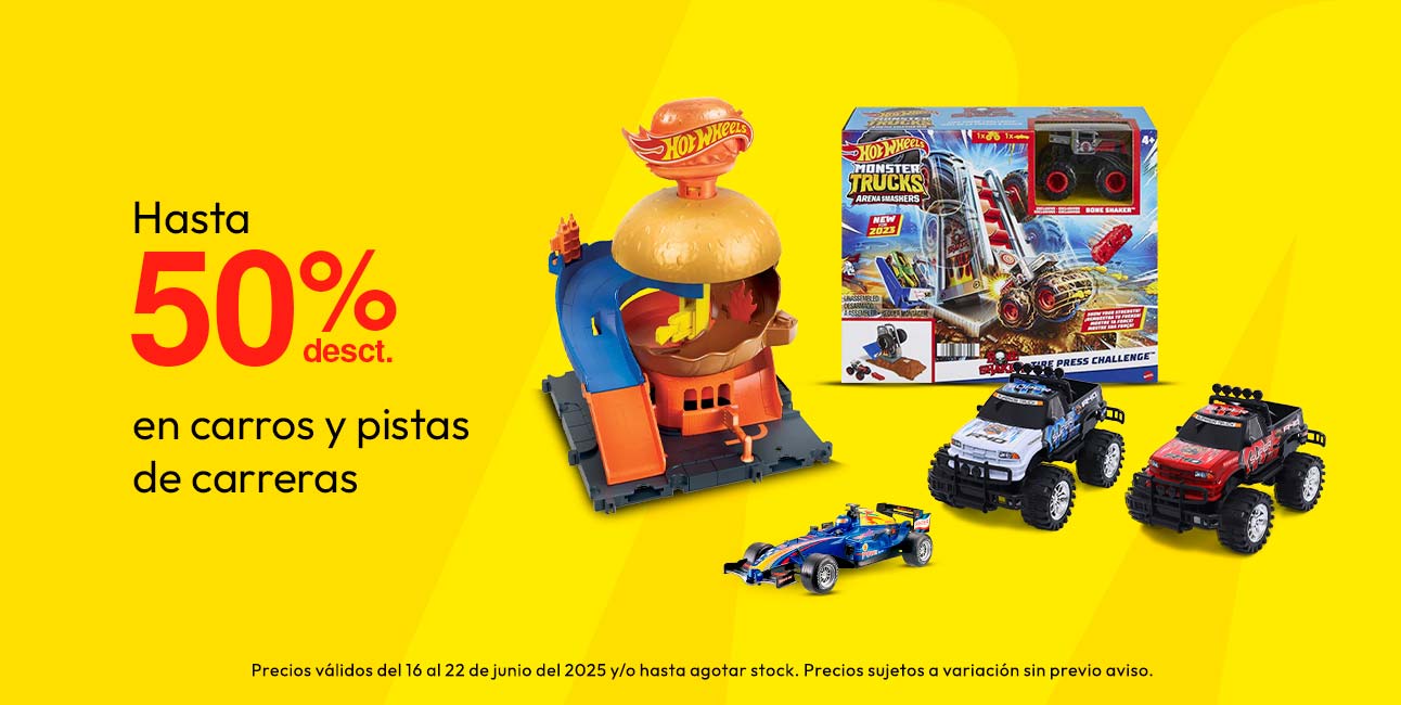 Hasta 50% de desct. en Carros y Pistas de Carreras