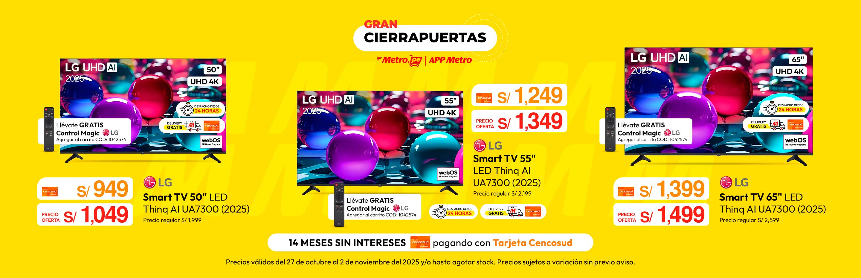 Televisor Smart TV LG Led Uhd 50" 4K Thinq AI Ua7300 2025