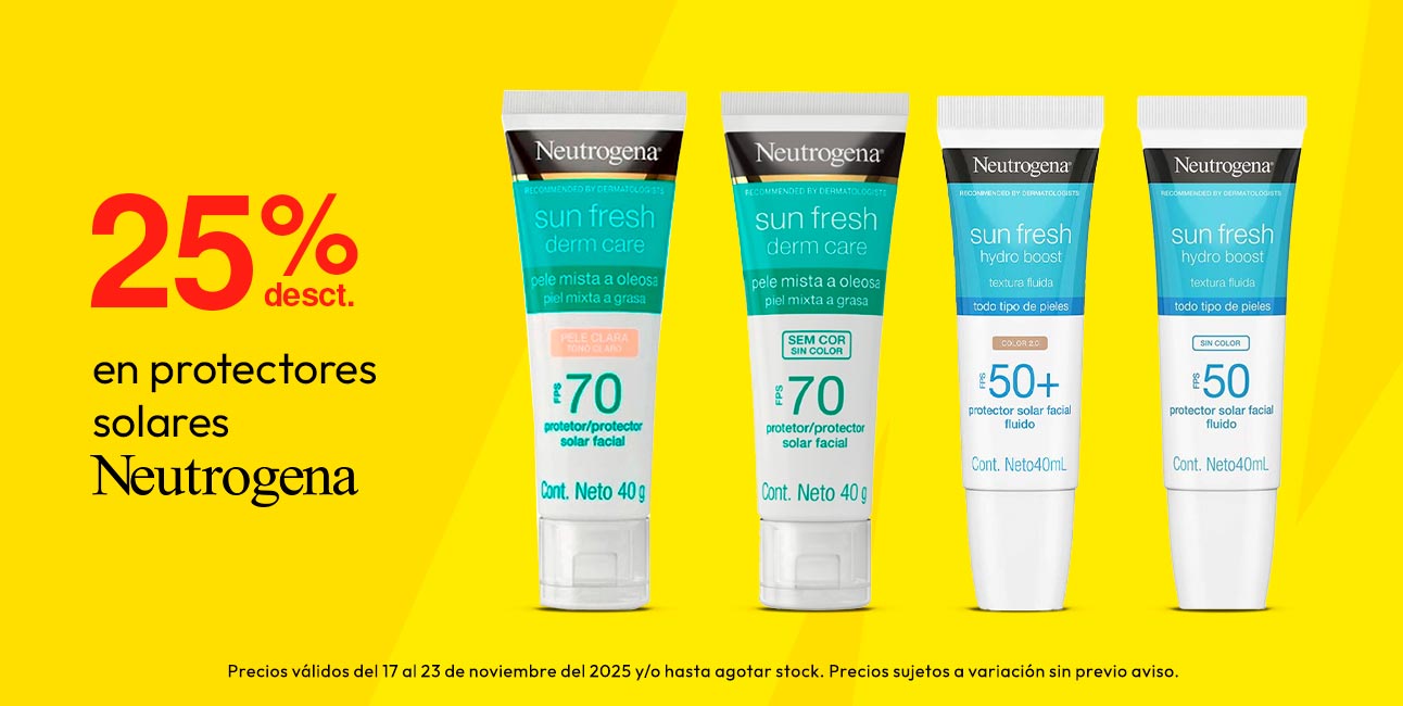 25% Desct en protectores solares Neutrogena