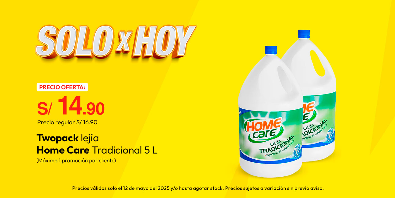 Twopack Lejía Home Care Tradicional 5L (Máximo 1 promocion  por cliente)