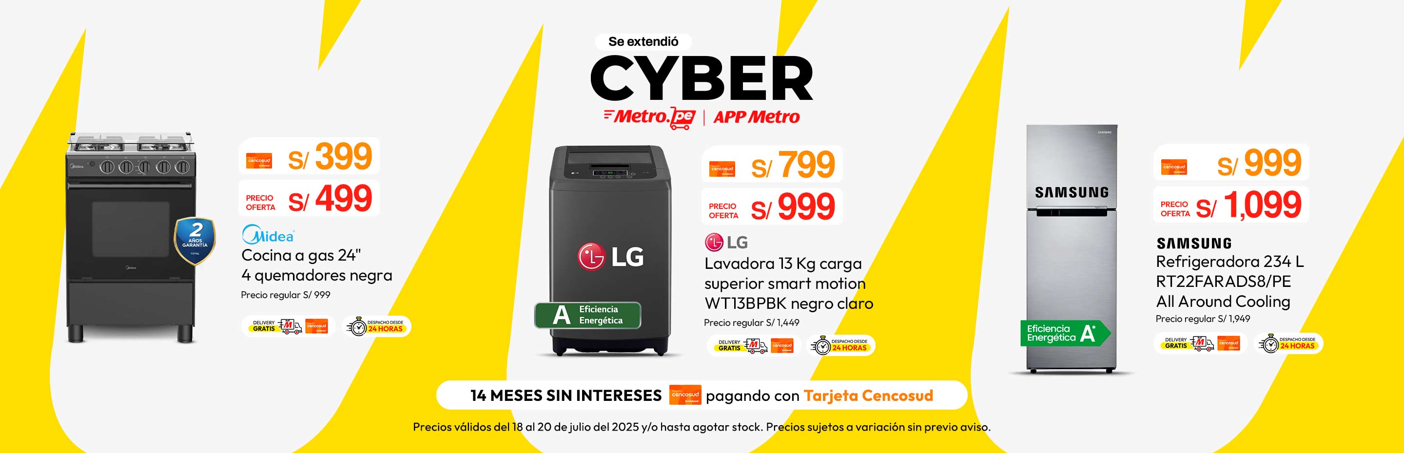 Cocina a Gas 24" Midea 4 Quemadores Negra